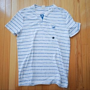 Hollister White and Blue Striped Shirt